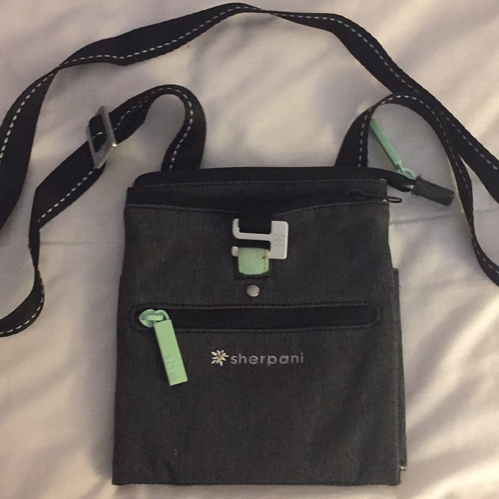 Sherpani Lima Grey and Aqua Sm. Crossbody
